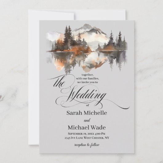 Mystic Autumn Calligraphy Wedding Invitation Kaart (Voorkant)