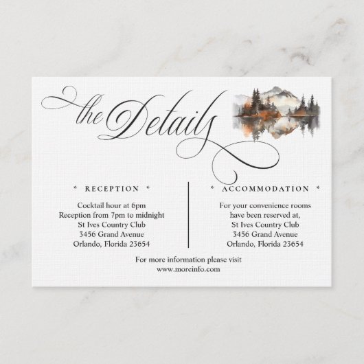 Mystic Autumn Script Details Enclosure Card Informatiekaartje (Voorkant)