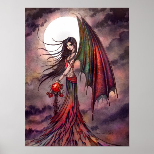Mystic Autumn Vampire Fantasy Fairy Halloween Art Poster (Voorkant)