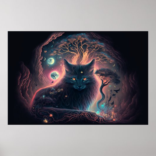 Mystic Black Cat Art Poster (Voorkant)