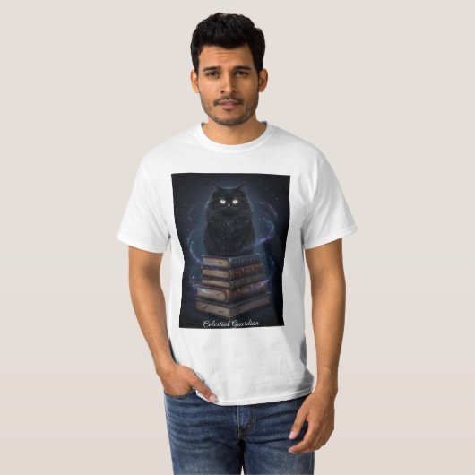 Mystic Black Cat Celestial Constellation T-shirt (Voorkant volledig)
