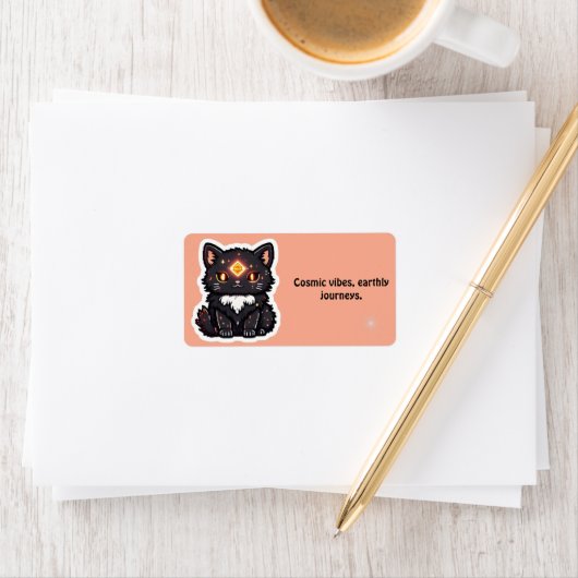 Mystic Black Cat Return Address Label  (Insitu)