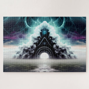 Mystic black paars green foggy creepy landschap legpuzzel