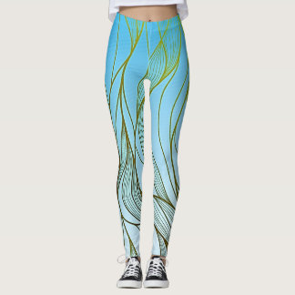 Mystic blad en bloem abstract ontwerp leggings