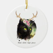 Mystic Bloom Cat Keramisch Ornament (Voorkant)