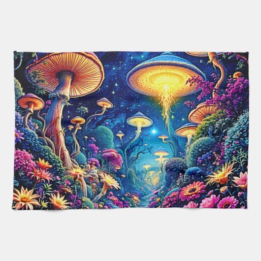 Mystic Bloom Forest onder de sterren Theedoek (Horizontaal)