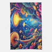 Mystic Bloom Forest onder de sterren Theedoek (Verticaal)