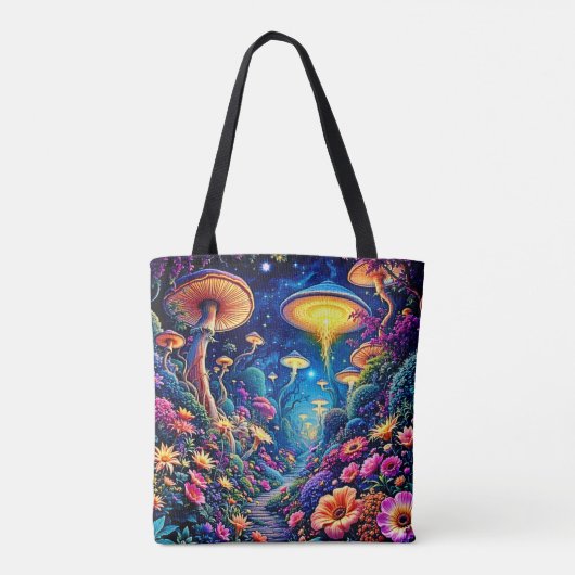 Mystic Bloom Forest onder de sterren Tote Bag (Achterkant)