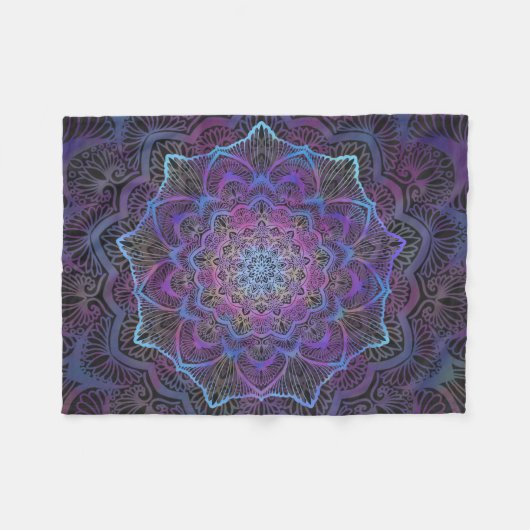 Mystic Bloom Mandala Fleece Deken (Voorkant (Horizontaal))