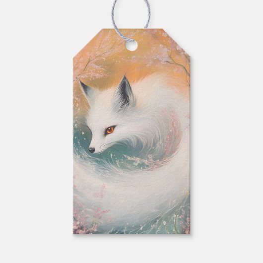 Mystic Bloom Spring Fox Waterverf Cadeaulabel (Voorkant)