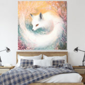 Mystic Bloom Spring Fox Waterverf Canvas Afdruk (Insitu (Slaapkamer))