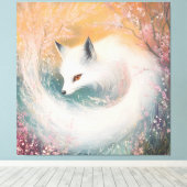 Mystic Bloom Spring Fox Waterverf Canvas Afdruk (Insitu (Houten vloer))