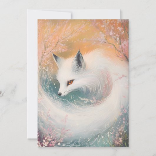 Mystic Bloom Spring Fox Waterverf Feestdagenkaart (Voorkant)