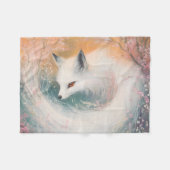 Mystic Bloom Spring Fox Waterverf Fleece Deken (Voorkant (Horizontaal))