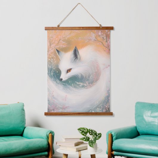 Mystic Bloom Spring Fox Waterverf Hangend Wandkleed (Woonkamer)