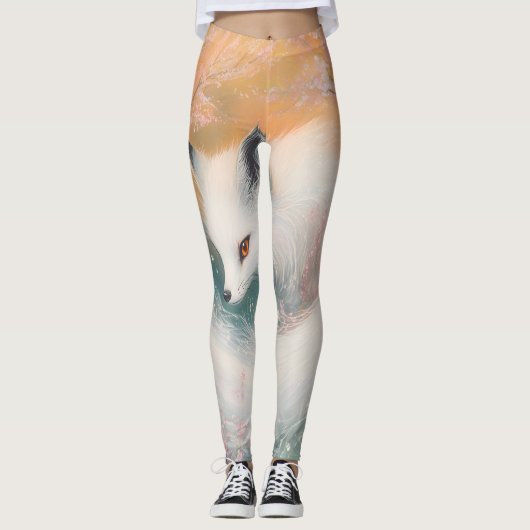 Mystic Bloom Spring Fox Waterverf Leggings (Voorkant)
