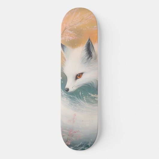Mystic Bloom Spring Fox Waterverf Persoonlijk Skateboard (Voorkant)
