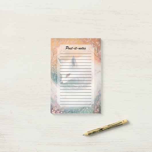 Mystic Bloom Spring Fox Waterverf Post-it® Notes (Op bureau)