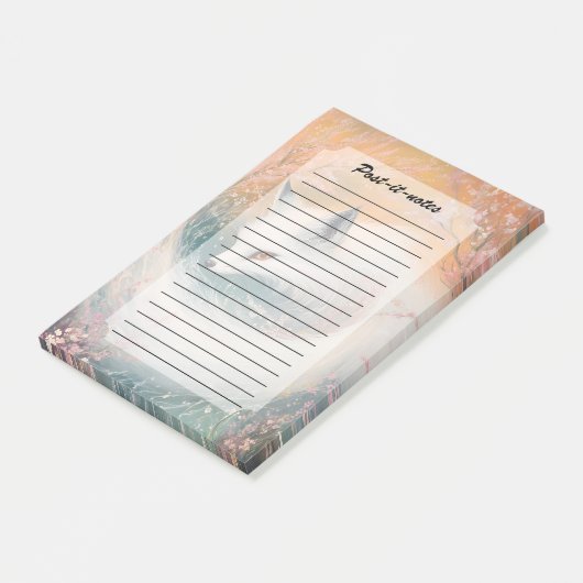 Mystic Bloom Spring Fox Waterverf Post-it® Notes (Schuin)