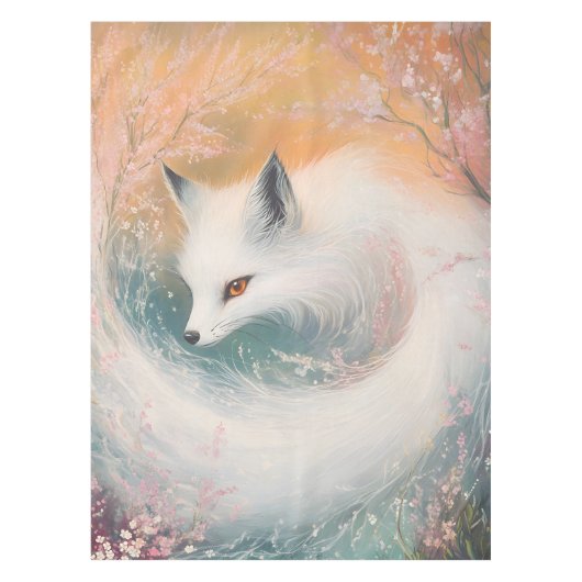 Mystic Bloom Spring Fox Waterverf Tafelkleed (Voorkant)