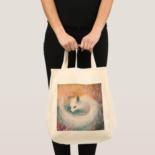 Mystic Bloom Spring Fox Waterverf Tote Bag (Voorkant (product))