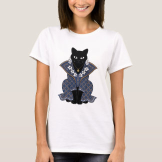 Mystic Blue Batik Kat Koningin Grafische T-shirt