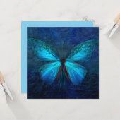 Mystic Blue Butterfly Custom Flat Kaart (Voorkant / Achterkant in situ)