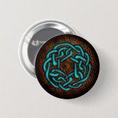 Mystic blue celtic ornament on leder ronde button 5,7 cm (Voorkant /achterkant)