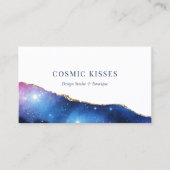 Mystic Blue Crystal Geode Gold Business Logo QR Visitekaartje (Voorkant)