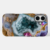Mystic Blue Geode met gouden accenten – Crystal St Case-Mate iPhone Case (Achterkant (horizontaal))