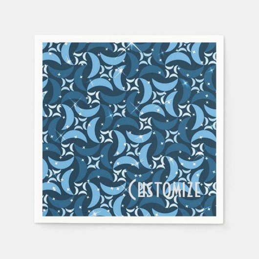 Mystic Blue Moons Pattern Napkins Servet (Voorkant)