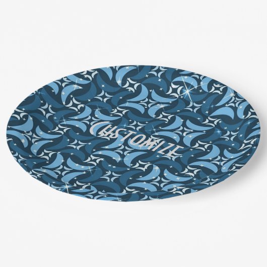 Mystic Blue Moons Pattern Paper Borden Papieren Bordje (Gekanteld)
