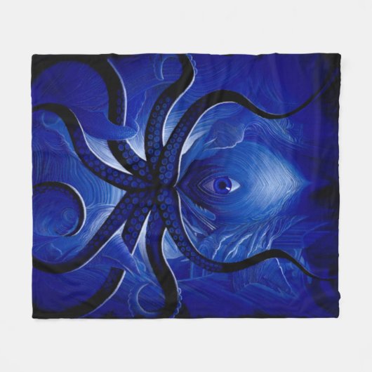 "Mystic Blue Octopus Blanket** Fleece Deken (Voorkant (Horizontaal))