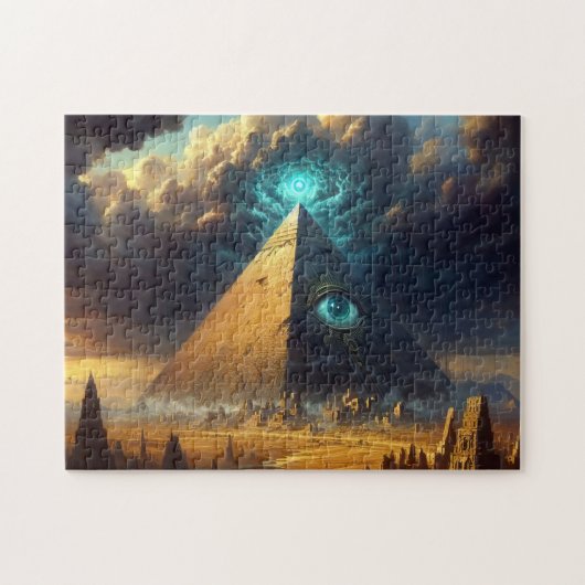 Mystic Blue Pyramid Art Legpuzzel (Horizontaal)