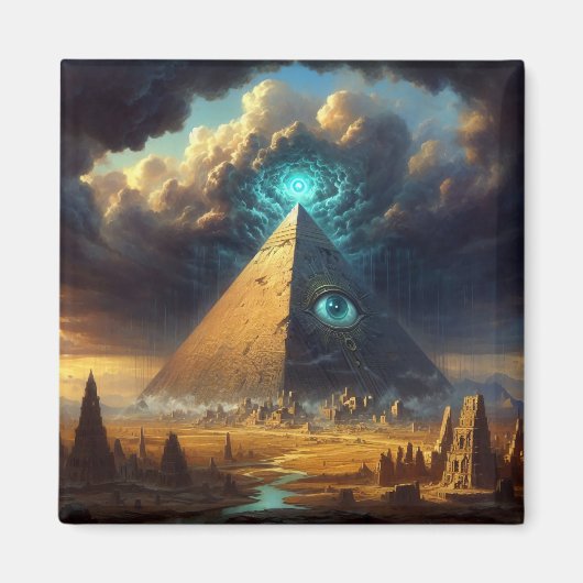 Mystic Blue Pyramid Art Magneet (Voorkant)