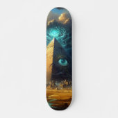 Mystic Blue Pyramid Art Persoonlijk Skateboard (Voorkant)
