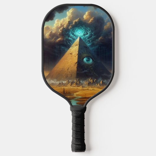 Mystic Blue Pyramid Art Pickleball Paddle (Voorkant)