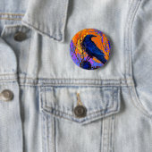 Mystic Blue Raven Moon door Sharles Ronde Button 5,7 Cm (In situ)