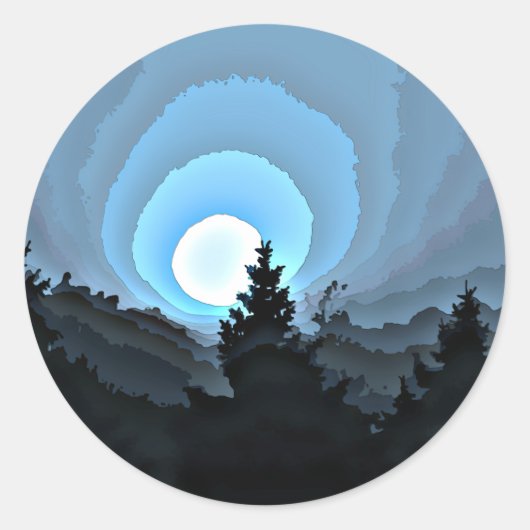 Mystic Blue Sunrise Ronde Sticker (Voorkant)