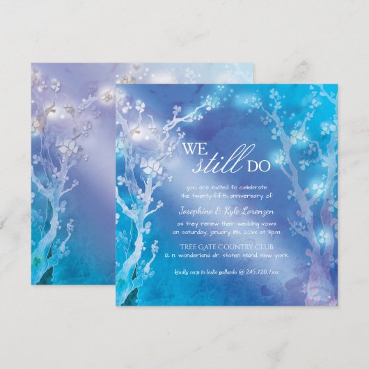 Mystic Blue Trees Huwelijksjubileum Kaart (Voorkant / Achterkant)