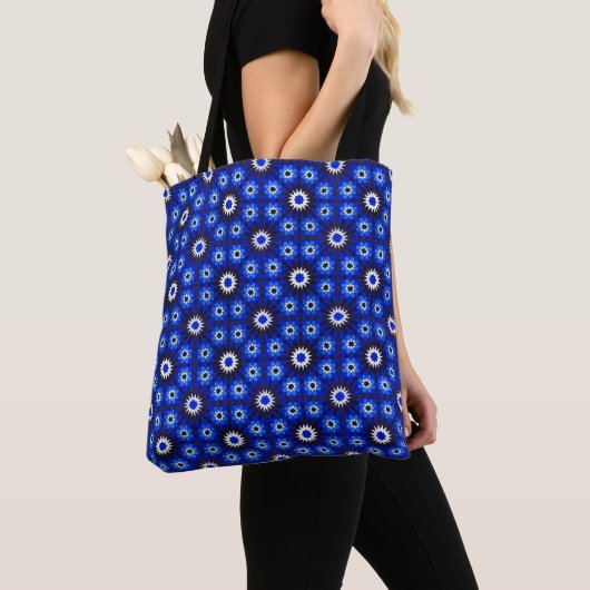 Mystic Blue Zellige Geometry Tote Bag (Dichtbij)