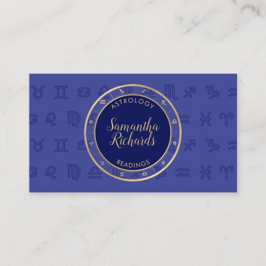 Mystic Blue Zodiac Astrologie Visitekaartje (Voorkant)