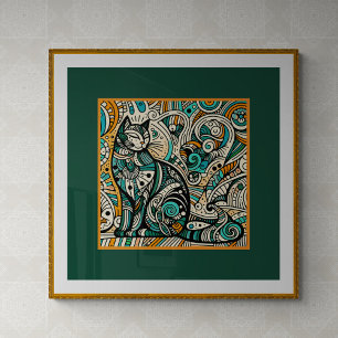 Mystic Boho Cat Art Print