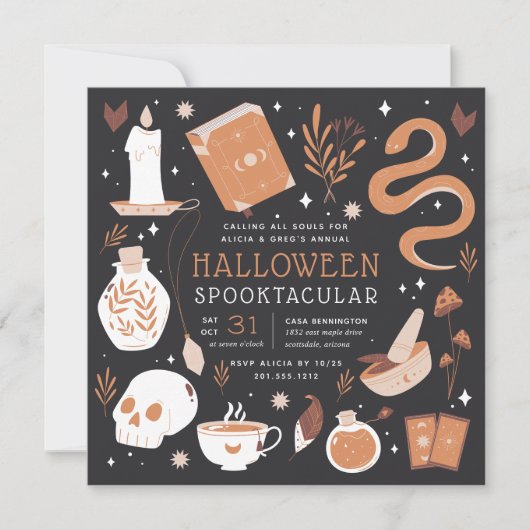 Mystic Boho Crystal Halloween Party Kaart (Voorkant)