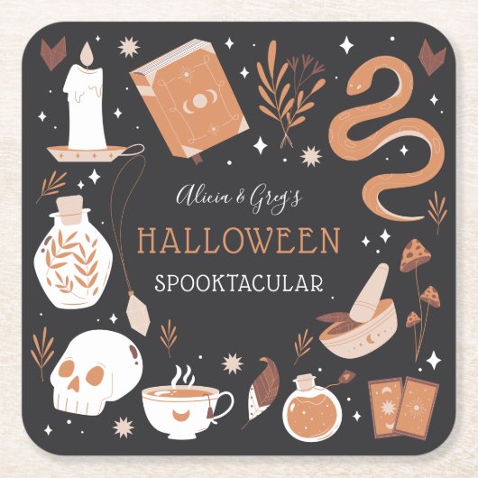 Mystic Boho Crystal Halloween Party Kartonnen Onderzetters (Voorkant)