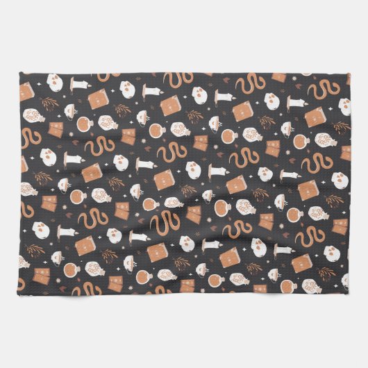 Mystic Boho Crystal Halloween Pattern Theedoek (Horizontaal)