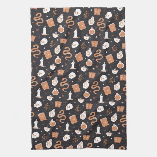 Mystic Boho Crystal Halloween Pattern Theedoek (Verticaal)