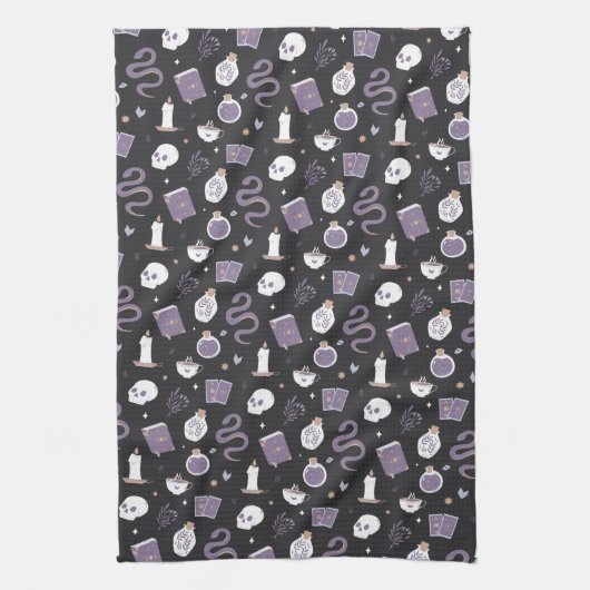 Mystic Boho Crystal Halloween Pattern Theedoek (Verticaal)