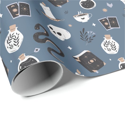 Mystic Boho Crystal Skull Snake Pattern Cadeaupapier (Rol Hoek)