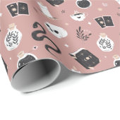 Mystic Boho Crystal Skull Snake Pattern Cadeaupapier (Rol Hoek)